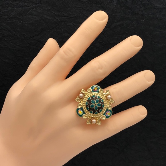 🌼 Multicolor Unique Statement Cocktail Stretch Ring - Picture 1 of 3